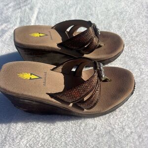 Volatile Leopard Print Wedge Sandals